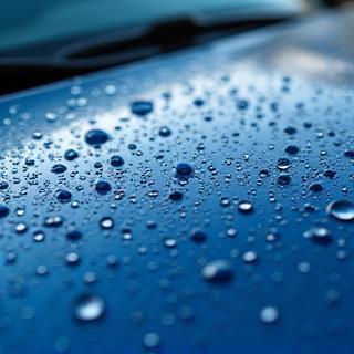 Water beading perfectly on a clean car surface after a spot-free rinse.